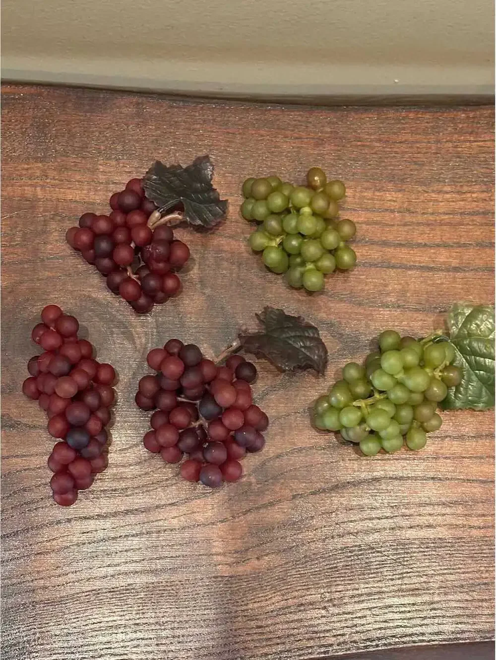 Vintage Set of Bunches of Fake Plastic Grapes, Various Colors and Sizes